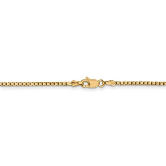 1.5mm, 14k Yellow Gold, Solid Box Chain Necklace, 18 Inch